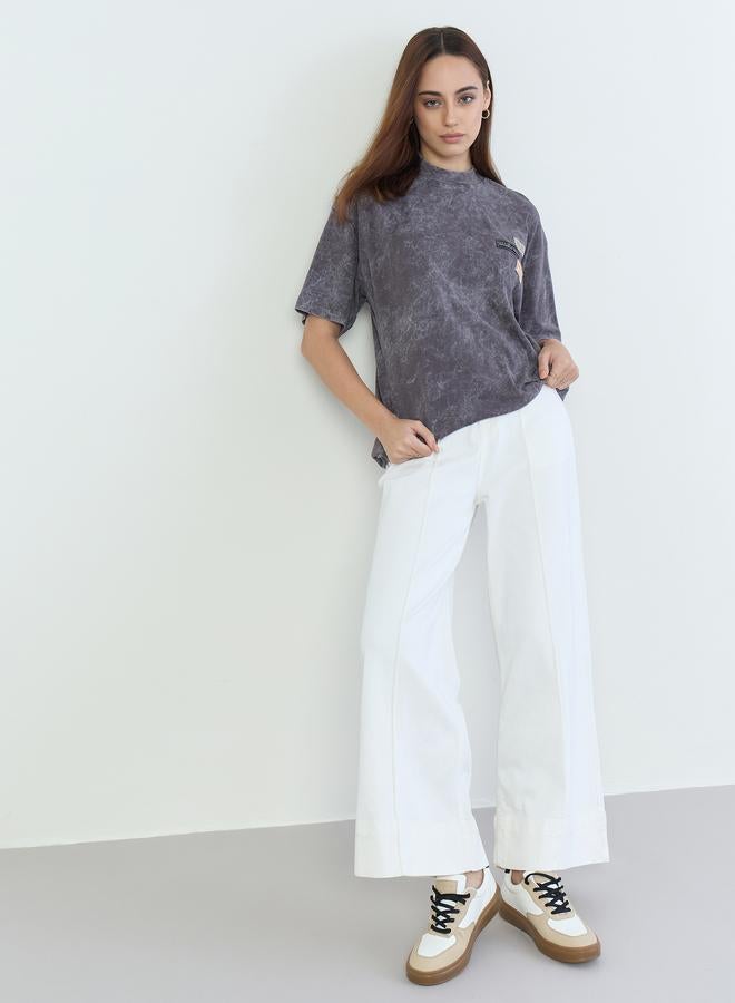 Styli Women Cut and Sew Panel Wide Leg Jeans - Image 5